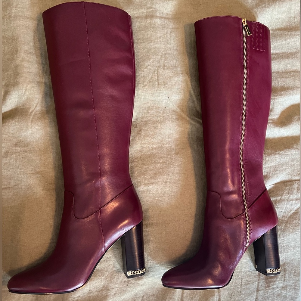 BNIB Michael Kors burgundy leather knee boots